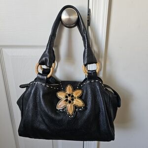 Desmo Leather Bag With Raffia Detail